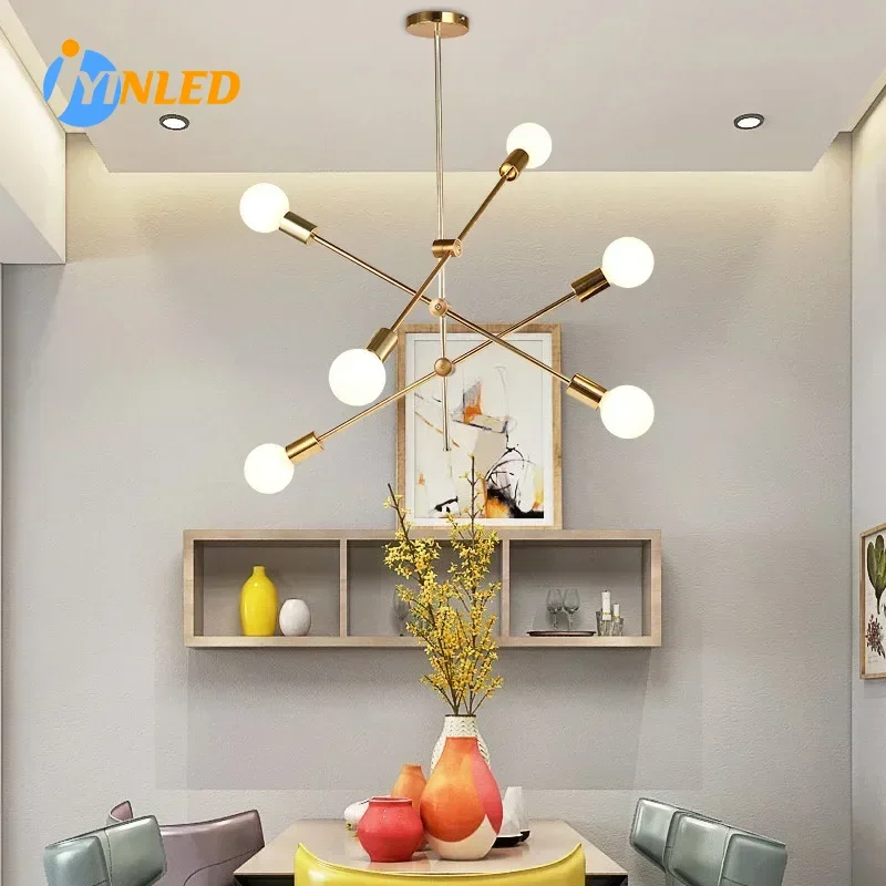 

Minimalist Home Decor Ceiling Lamp Creative Personality 4/6 Head E27 LED Chandelier Lighting for Bedroom Living Room Dining Room