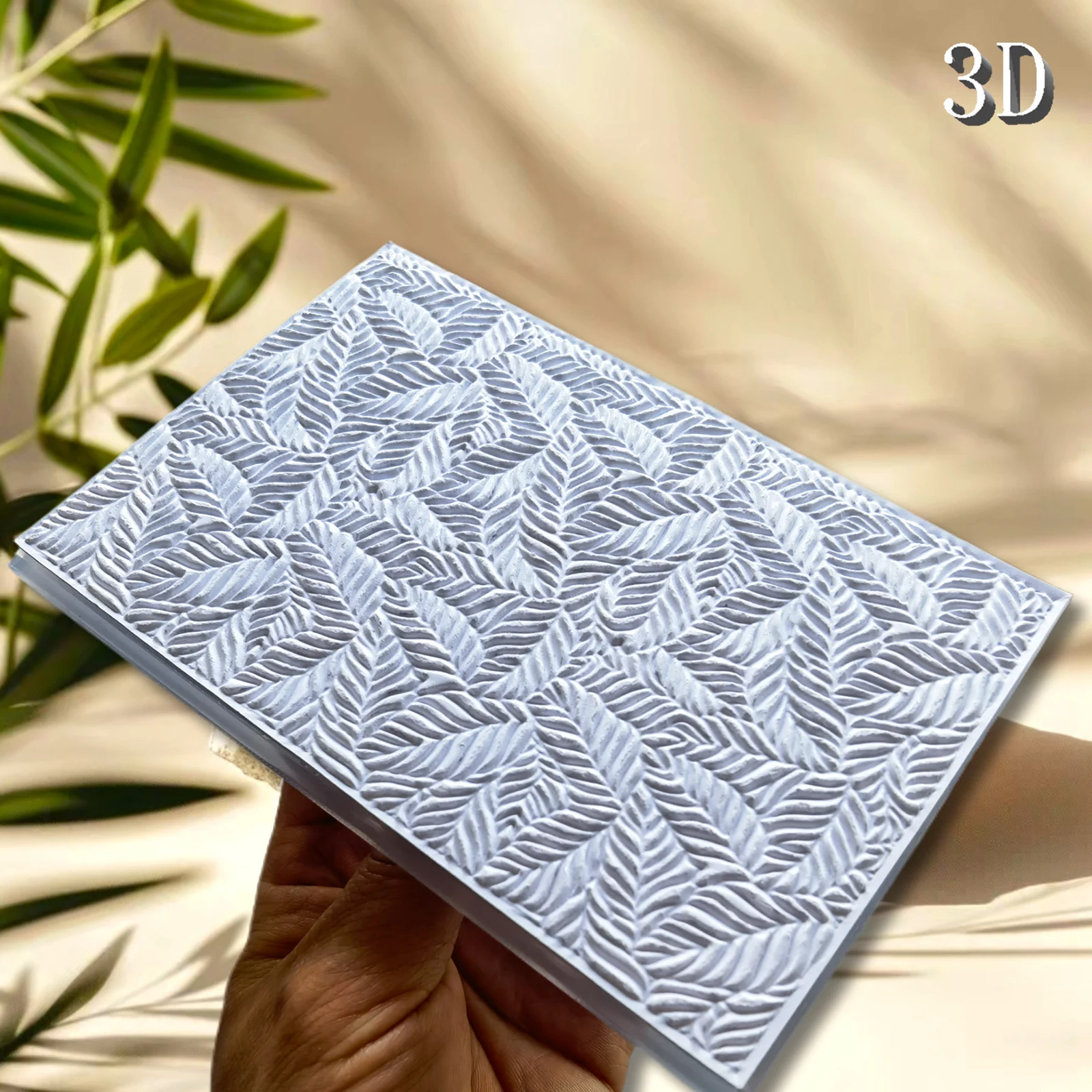 3D-Reliefmappe „Abstraktes Blattstruktur-Design“, verwendet für DIY-Sammelalbum und dekorative handgefertigte Projekte aus Karton