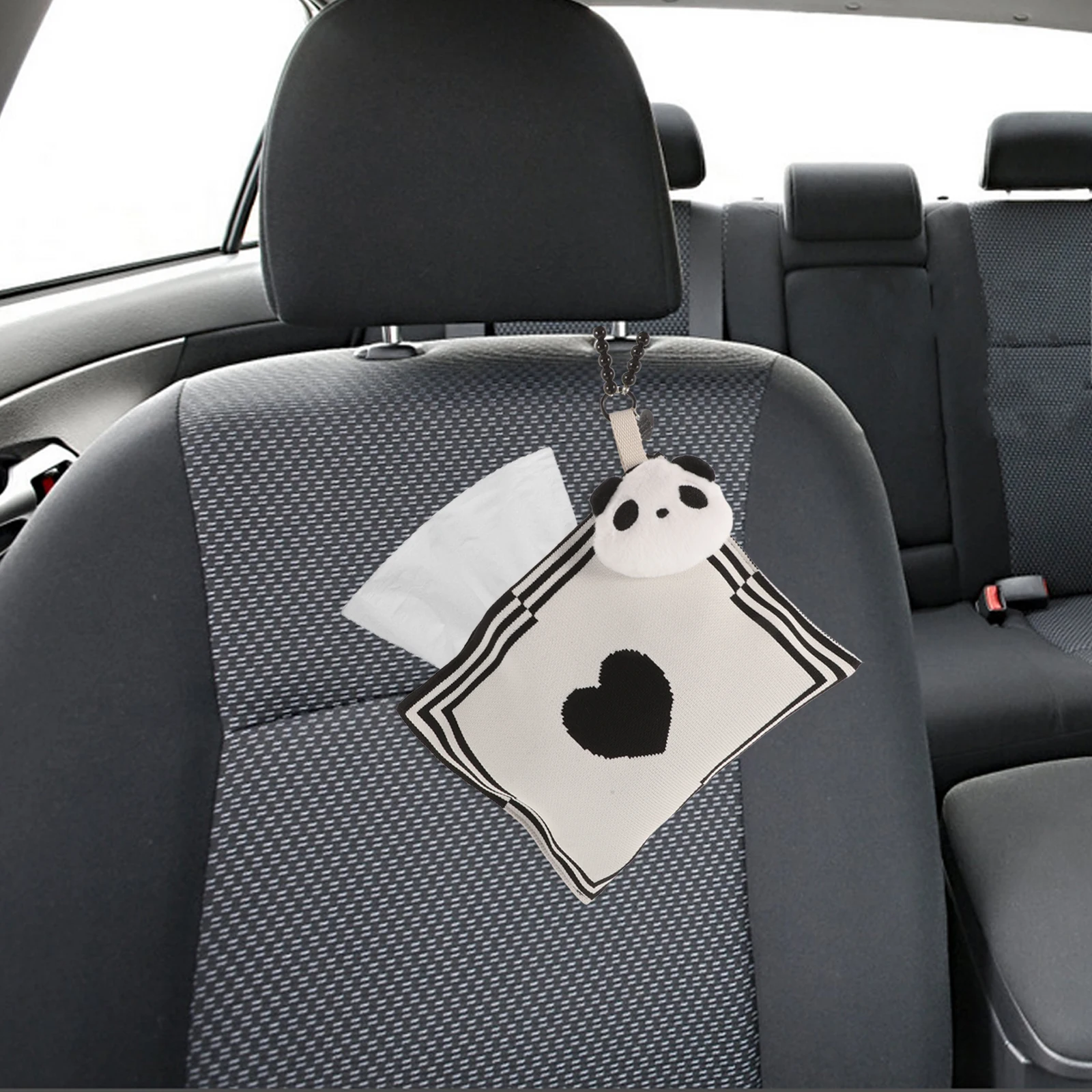 

Panda Car Tissue Holder Paper Bag Organizer Napkin Storage Animal Face Box Reusable Travel Size Car Home Use Portable