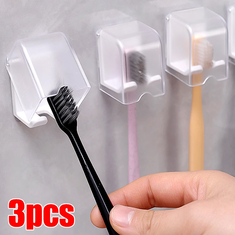 Bathroom Toothbrush Storage Rack Self-adhesive Toothbrush Holders Dust-proof Storage Rack Bath Organizer Bathroom Accessories