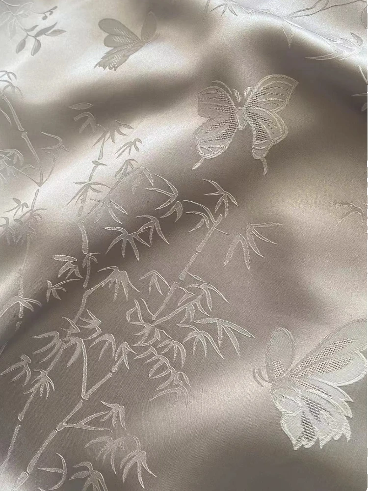 Jacquard Satin Real Silk Interwoven Fabric Heavy Crepe Cheongsam Chinese Style Clothing Cloth