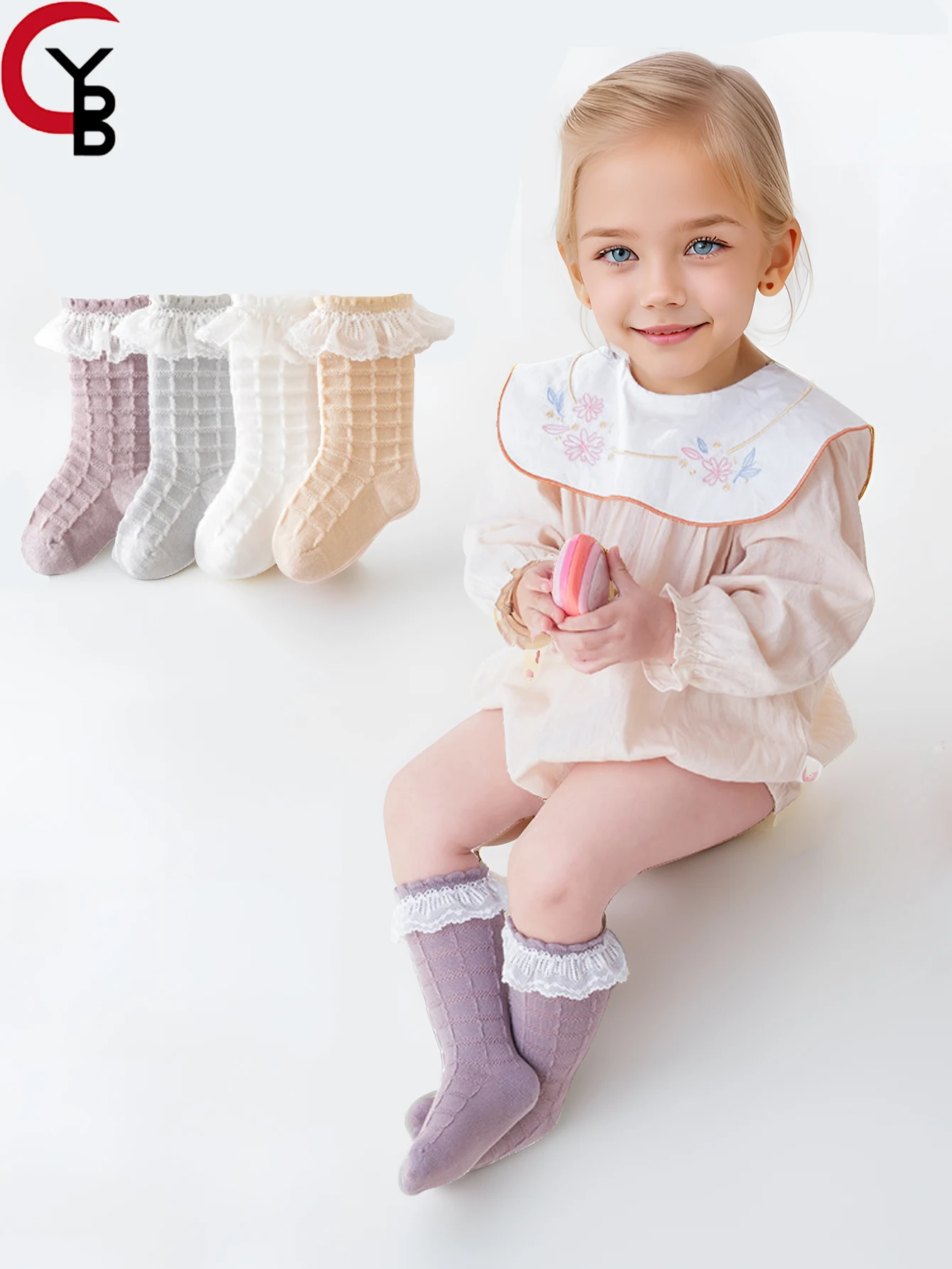 

4 pairs Thin Lace Baby Socks for spring&summer, Breathable Solid Color Princess Style, A-class Boneless Children's socks