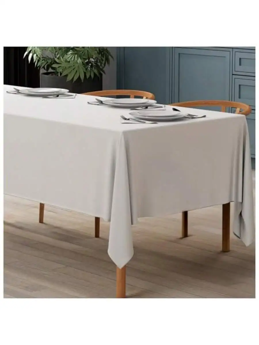 

White Rectangular Tablecloth 60x126 Inches 200 GSM Polyester Washable Water Resistant