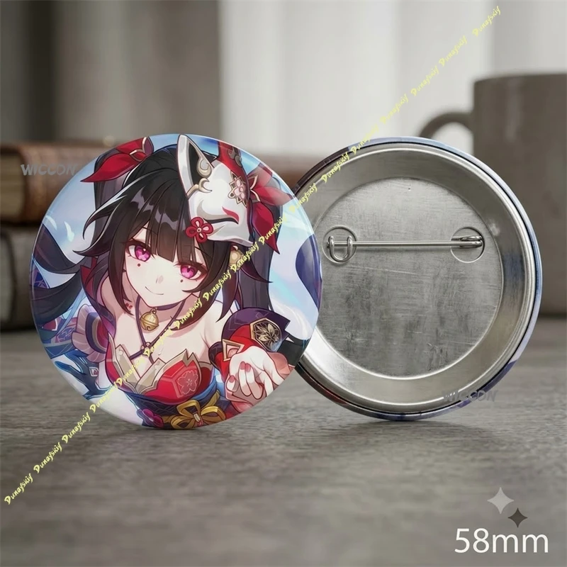 Honkai: Star Rail Sparkle Tin Badge Game Character Holographic Round Brooch Pin Anime Game Collection Merch Gift for Fans