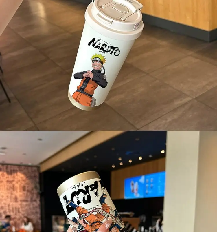 Naruto Uzumaki, Sasuke Uchiha, Sakura Haruno – Anime-Motiv, Edelstahl-Wasserflasche, tragbar, großes Fassungsvermögen, Becher mit Strohhalm. – Detail 7