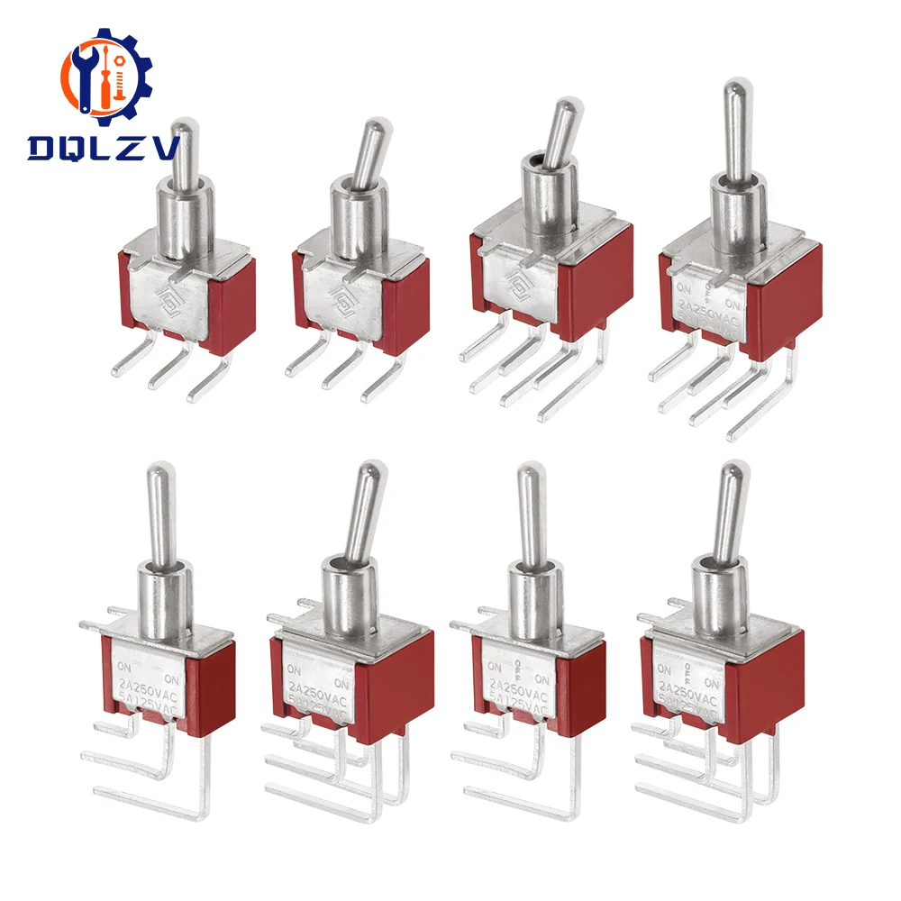 6MM Toggle Switch Bent Switch 2/3/10A 125/250V AC 2nd Gear 3rd Gear Toggle Switch 3/6Pin Side Bend Rocker Switch