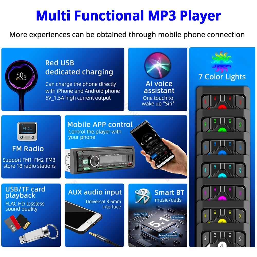1 din car radio mp3 bluetooth - Audio Music Player App ulasan dan harga