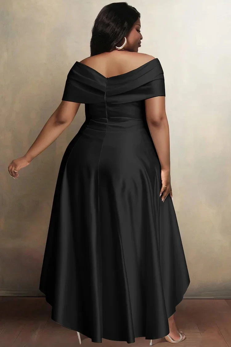 فستان سهرة أنيق للحفلات والنوادي للنساء بحاشية غير منتظمة مطوي على شكل حرف a متين مثير ورقبة على شكل حرف v وخصر عالي فساتين طويلة مقاس كبير