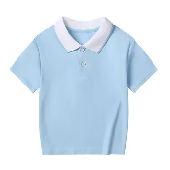Kids Color-Block Lapel Polo Shirt 5 2/1 Piece Children's Summer Color Matching Lapel POLO Shirt Boy Casual Handsome Basic Short-sleeved Girl Joker Sweet Tennis Top 5