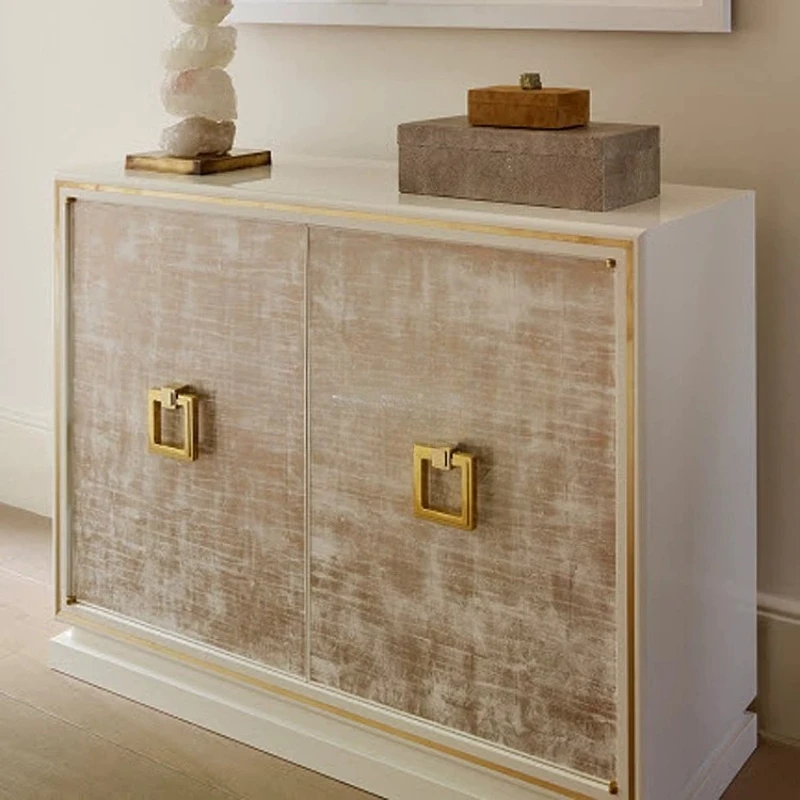 American light luxury solid wood household door double door shoe cabinet modern European living room partition cabinet