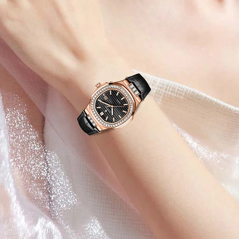 LIGE Creative Square Ladies Watches Elegant Fashion Waterproof Watch Women Top Brand Luxury Luminous Women's Quartz Wristwatch