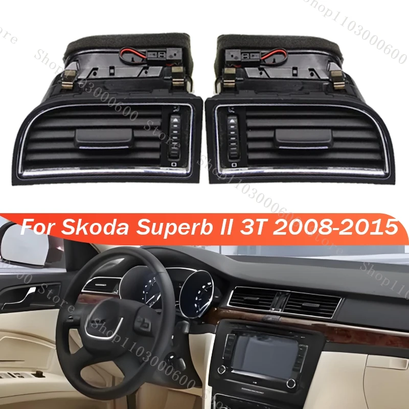 

Chrome Center AC Outlet Vent Dashboard Airvent For Skoda Superb II 3T 2008-2015 3T0820951 3T0819701 3T0819702 Car Accessories