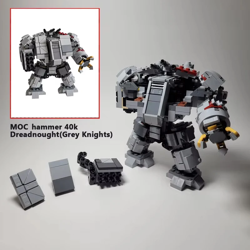 

NEW MOC Hammer Battle Mech 40k Dreadnought (Grey Knights) Robotics Building Blocks Set DIY Bricks Creative Model Kids Toys Gifts