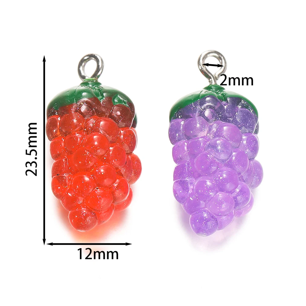 10Pcs Grape Resin Charms for DIY Jewellery Making