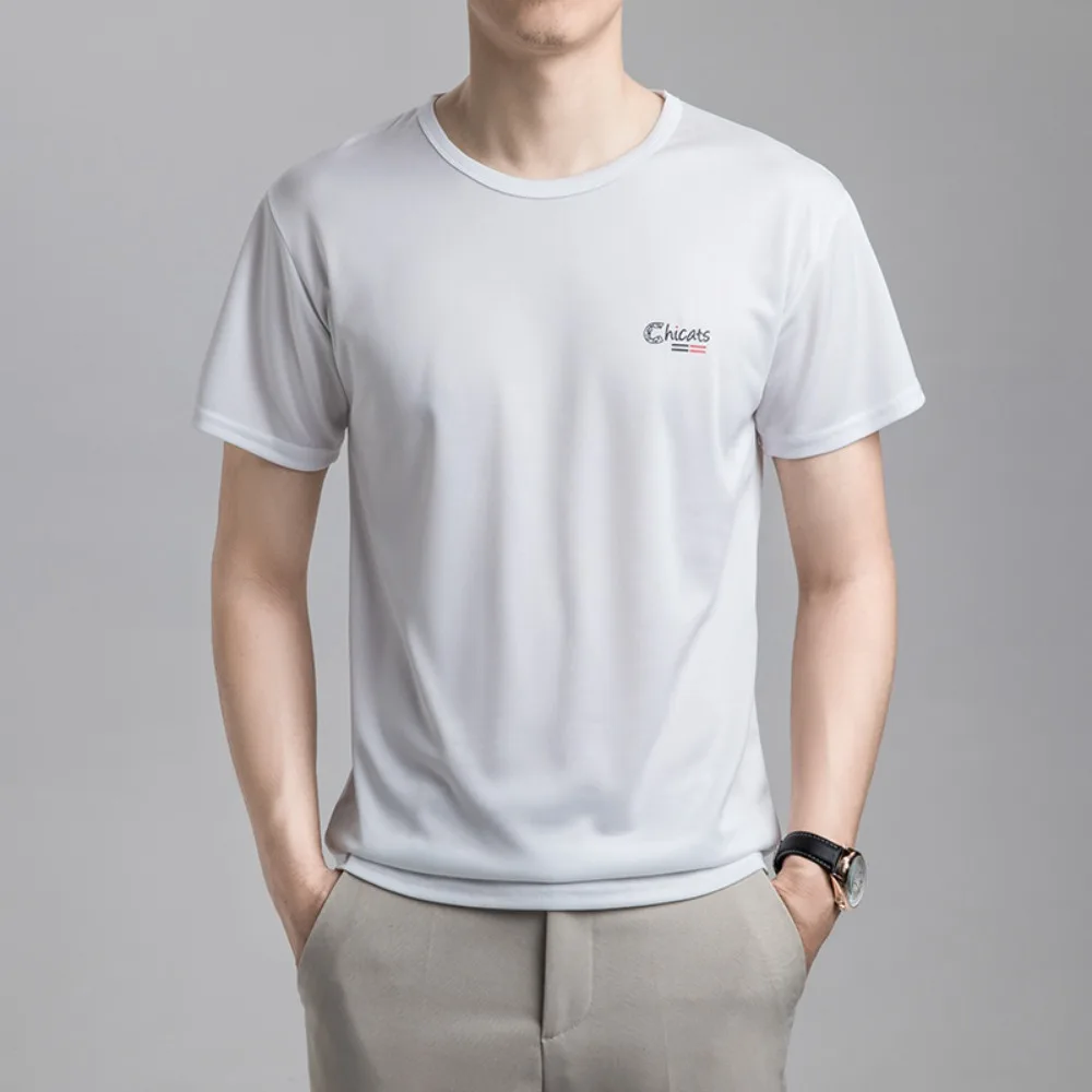 

Simple Breathable Ice Silk T Shirts Quick Dry Loose Short Sleeve Sportswear O-neck Thin Men's Sport T-shirt Summer