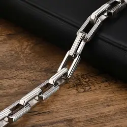 Vnox Chunky Stainless Steel Handmade Link Chain Bracelets, Never Fade Stainless Steel Round Byzantine Links Wristband