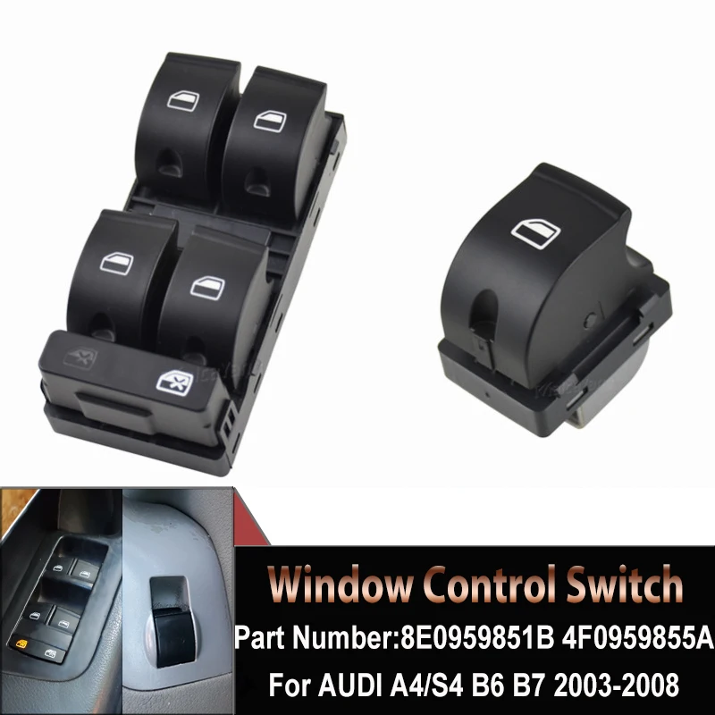 High Quality Car Electric Powert Master Window Switch Button For AUDI A4 B6 2003-B7 SEAT Exeo 8E0 959 851 8E0 959 855 8E0959851B