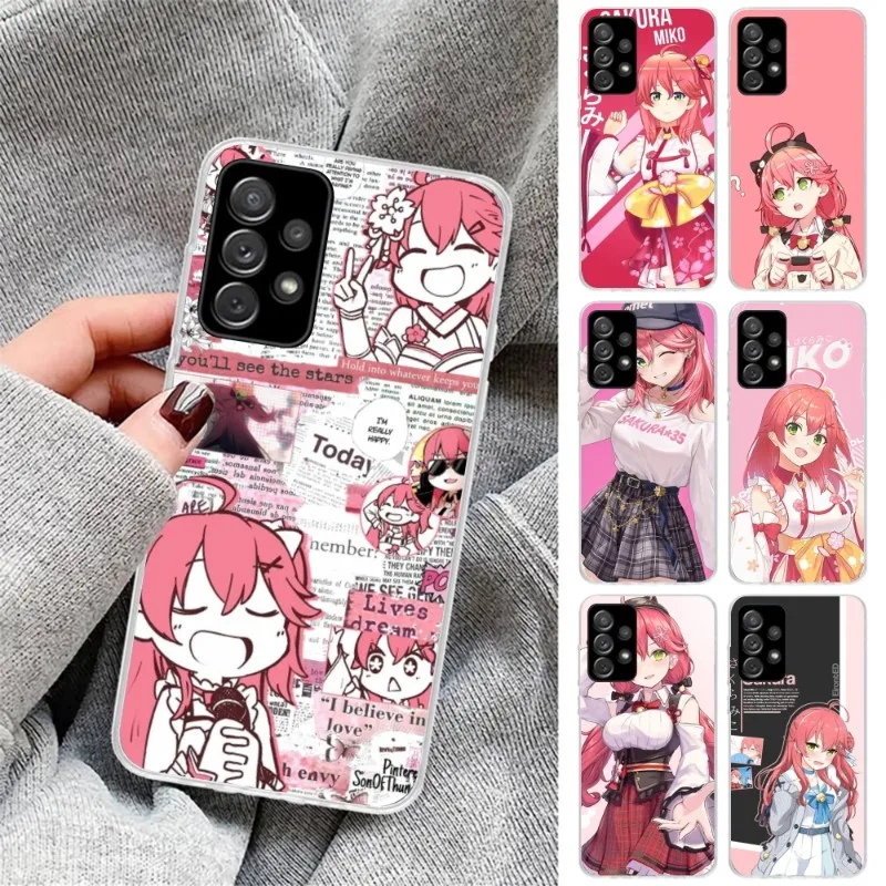 Anime Sakura Miko Phone Case for Samsung Galaxy S23 S22 S21 Plus Ultra A12 A32 A53 Clear Cover Funda Shell