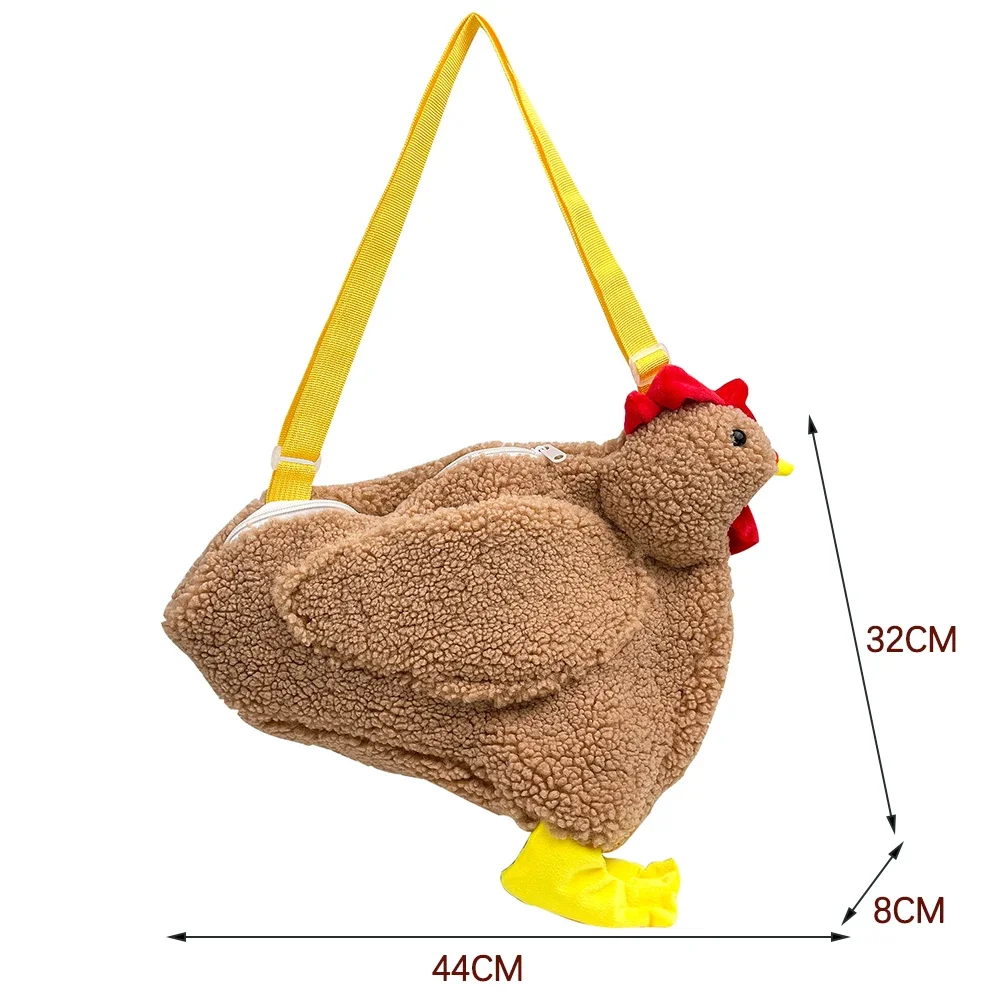 Funny Women Hen Shape Plush Bag Cute Cartoon Chicken Crossbody Shoulder Bag Travel Satchel Purse for Women Girl Handbags Bags