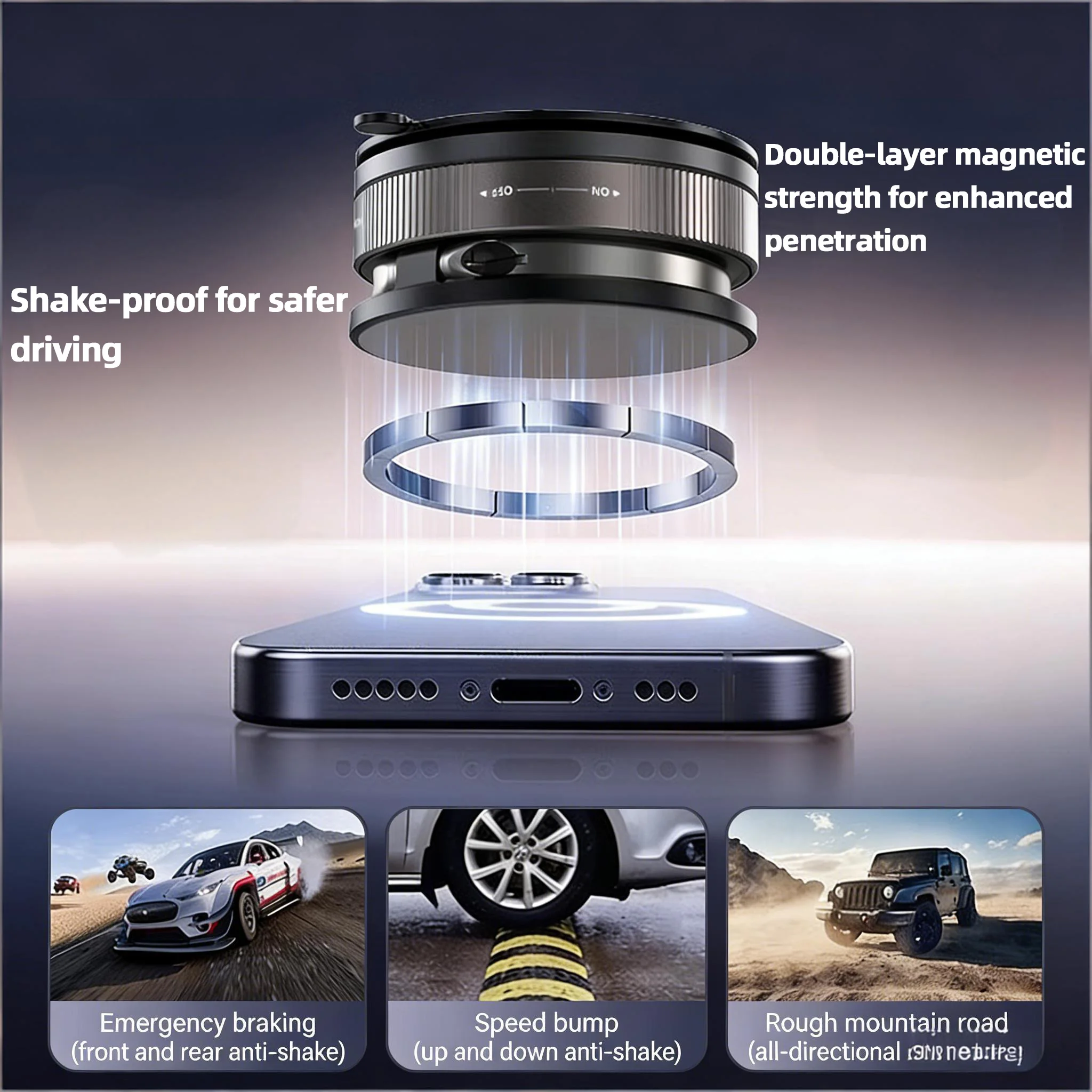 360° Adjustable Vacuum Magnetic Phone Holder Stand For Suction Cup Phone MountAdjustable Swivel Lock  For Car/Gym/Mirror image 5