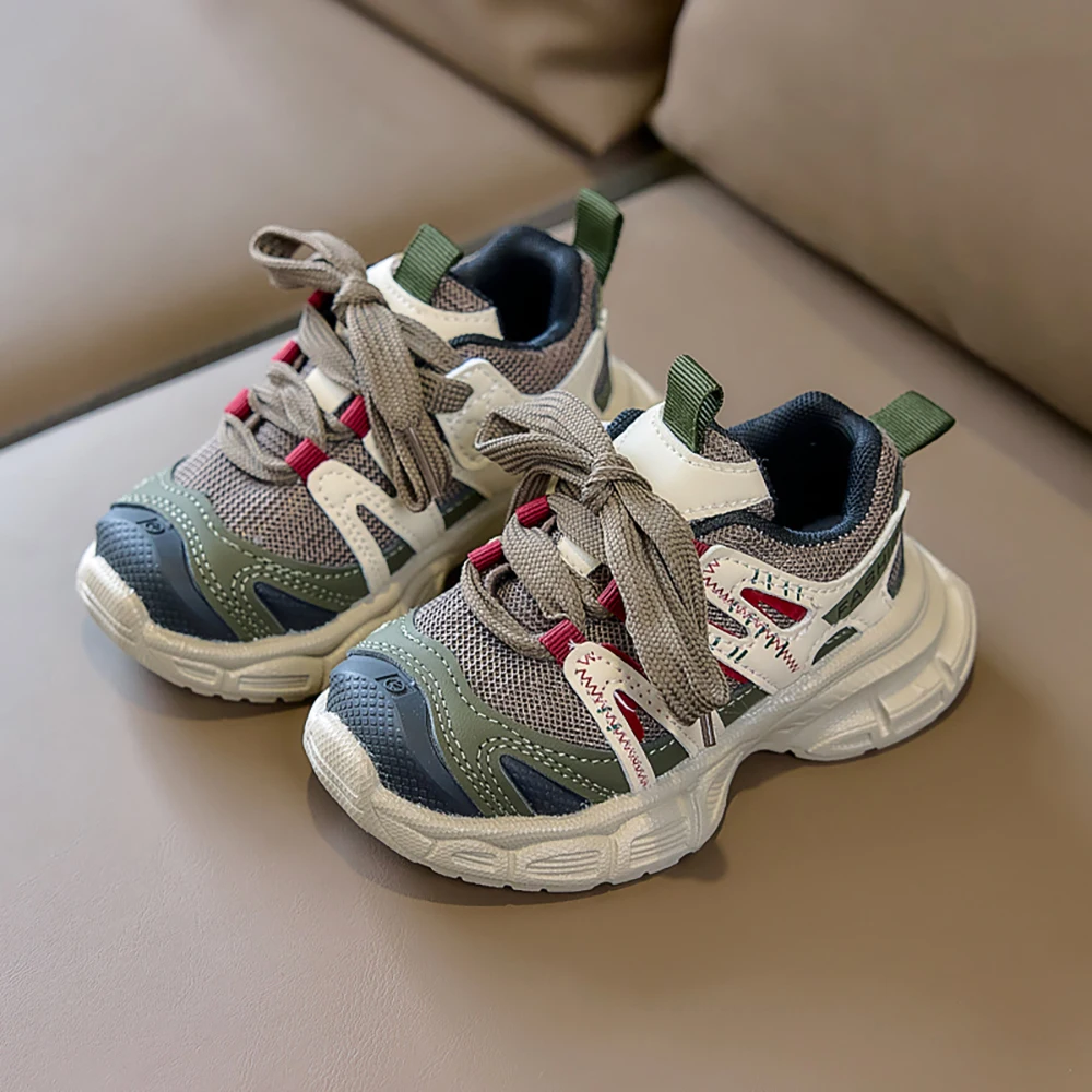 

PU Leather Sport Shoes For Children Trend Fashion Teenager Kid's Sneakers Soft-soled Breathable Boy's Girl's Running Shoes