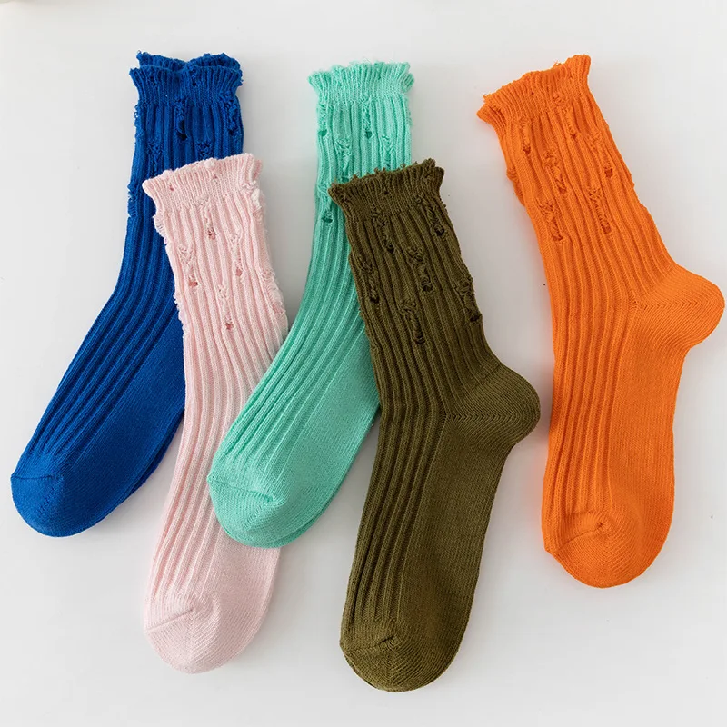 Net red broken hole beggar socks ins tide socks personality all-in-one wearing mid-tube socks male and female couples sports pil