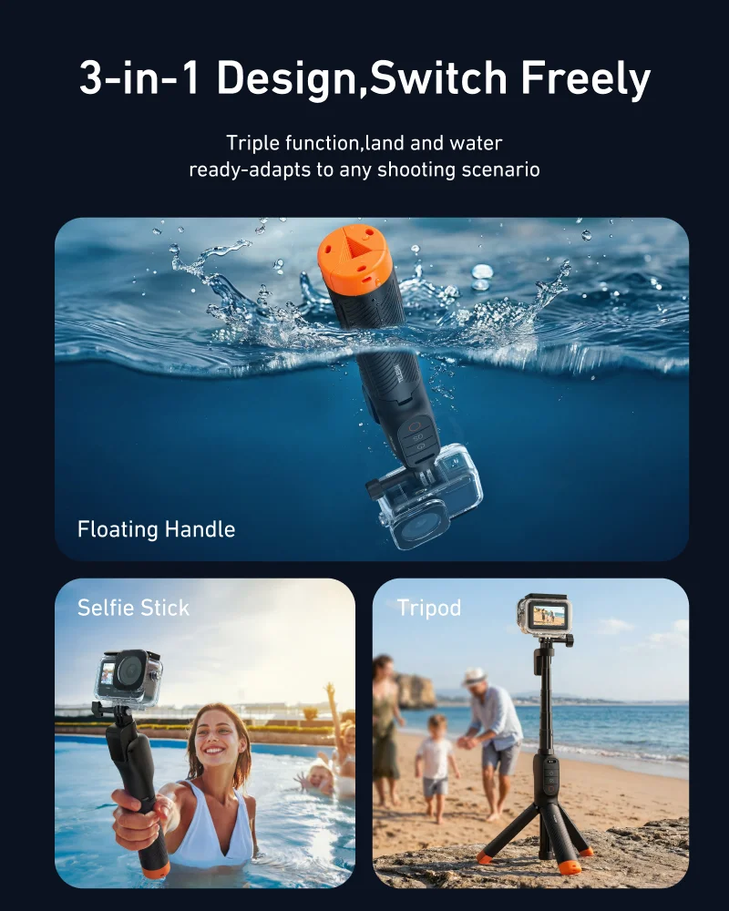 Telesin onderwater selfie stick statief met afstandsbediening_voghion.com