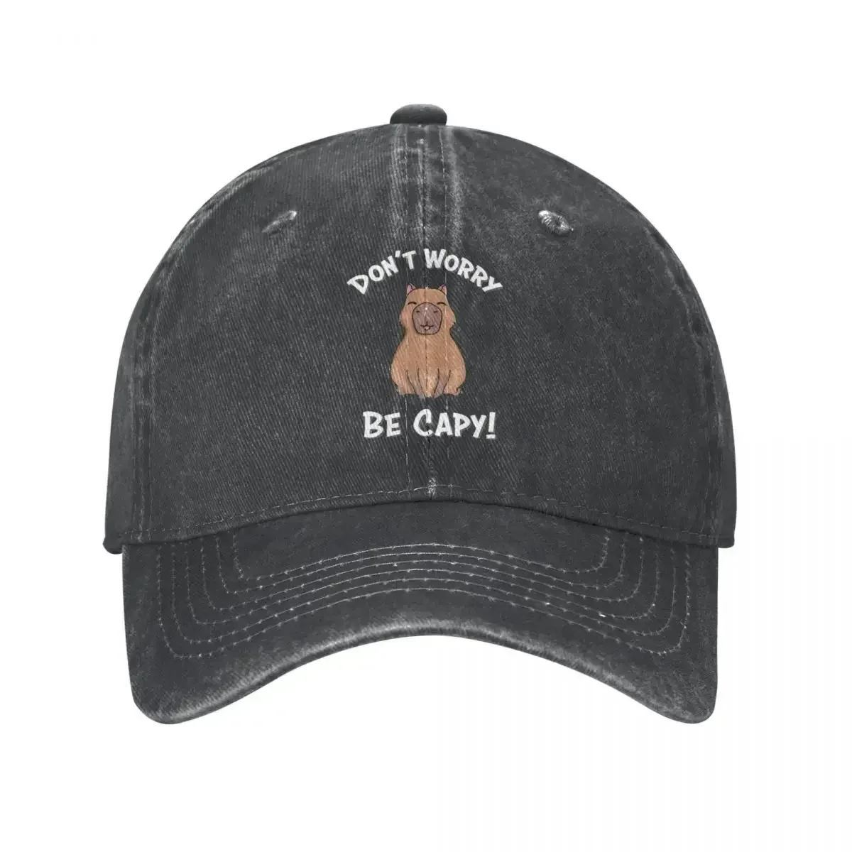 Capybaras Unisex Style Baseball  Don't Worry Be y Distressed  Washed Hats  Fashion Outdoor Workouts Gift Sun 