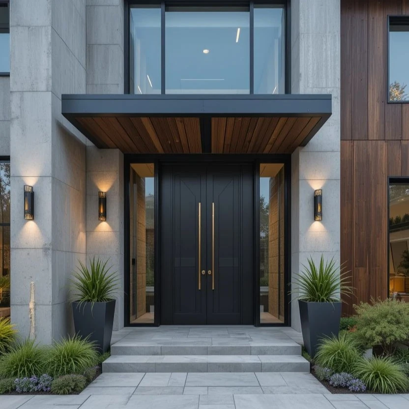 Custom Residential Front Door Soundproof Hinged Design Main Entrance Door Metal Security Thermal Break Aluminum Doors for Home