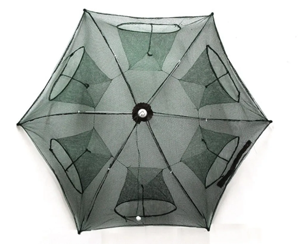 

Automatic Fishing Net Foldable Crab Net Trap Six Entrance Umbrella Design Durable Steel Wire Easy Pull Open Special Zipper