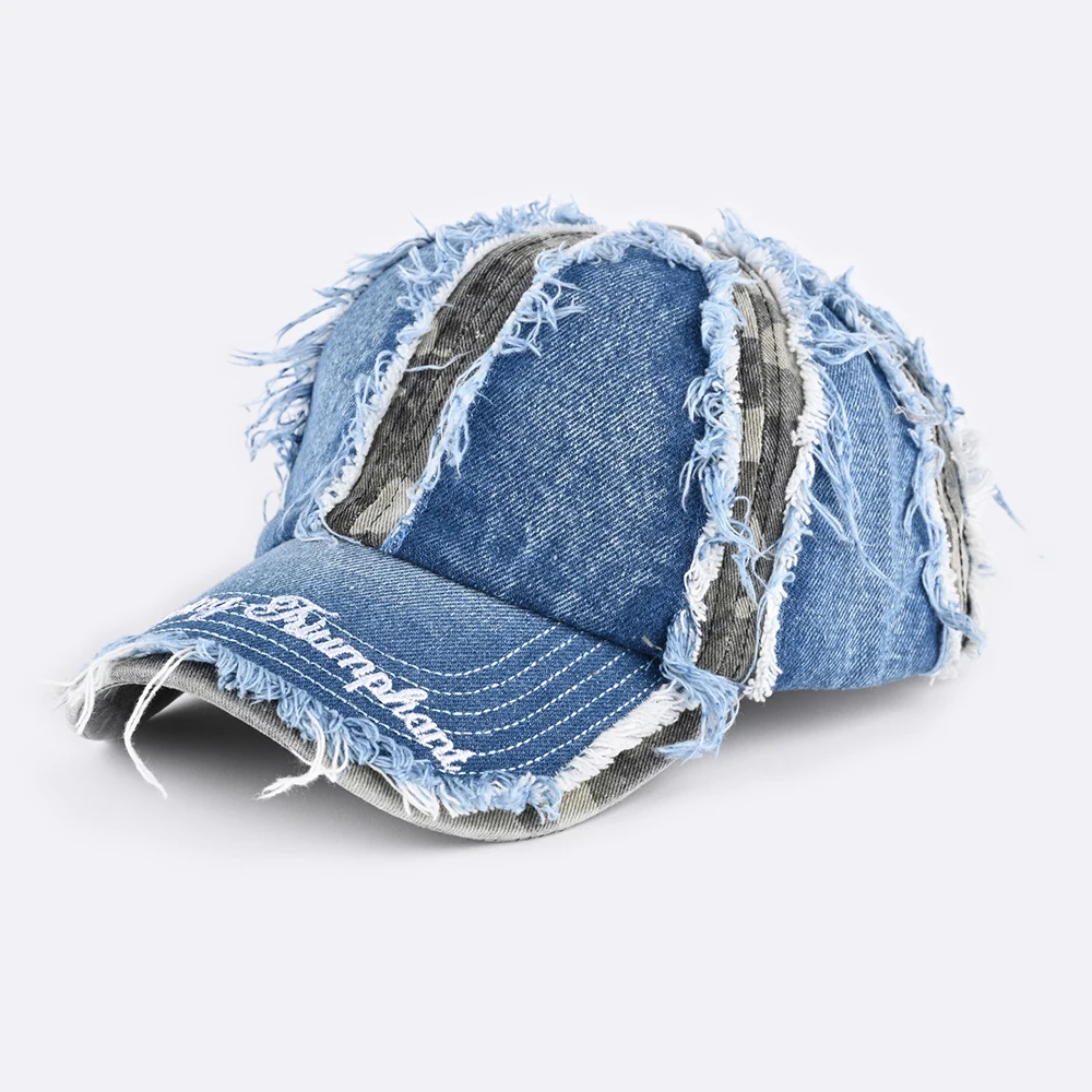 

Baseball Cap Denim Men Women Curve Bill Fit Hat Adjustable Sun Protection Accessory For Golf Holiday Running Sports Outdoor