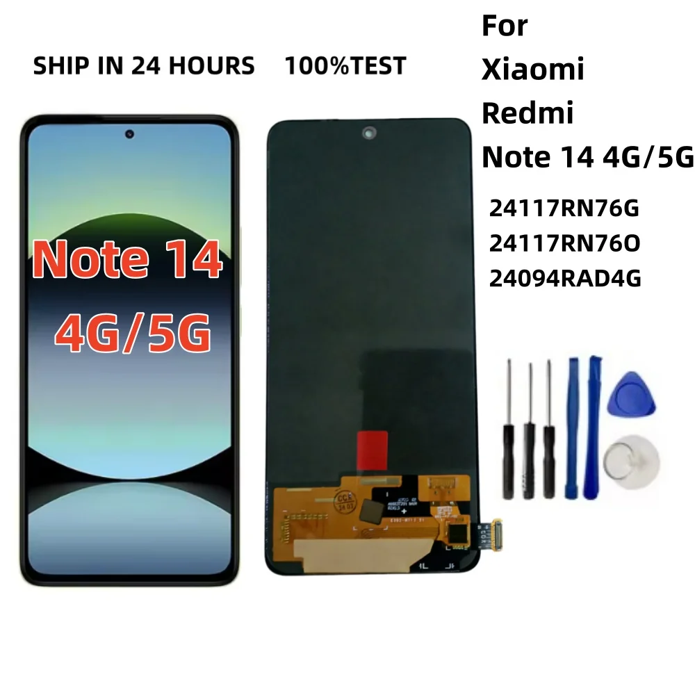 OLED /TFT  For Xiaomi Redmi Note 14 4G/5G 24117RN76G 24094RAD4G 24117RN76E  LCD Display Touch Screen Digitizer Assembly