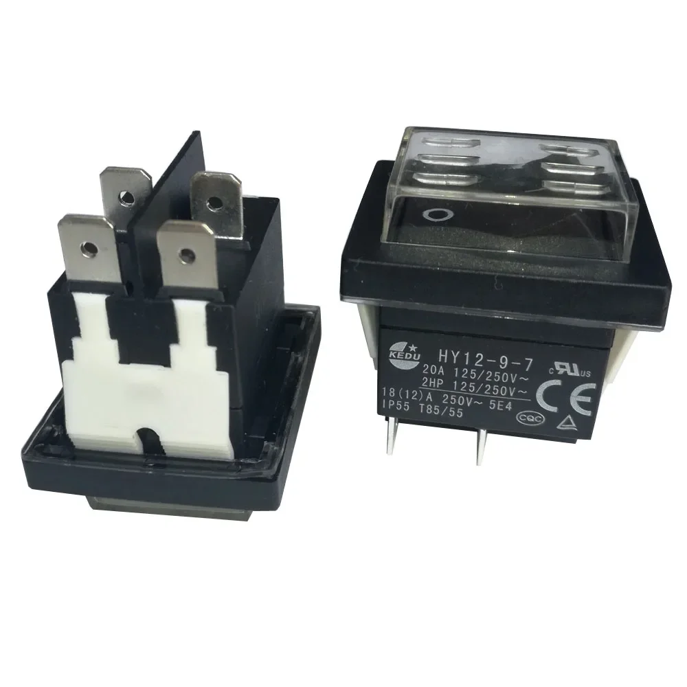 

2Pcs KEDU HY12-9-7 125V250V 18/12A IP55 T85/55 4Pins Waterproof Rocker Pushbutton Push Button Switch for Electric Tools