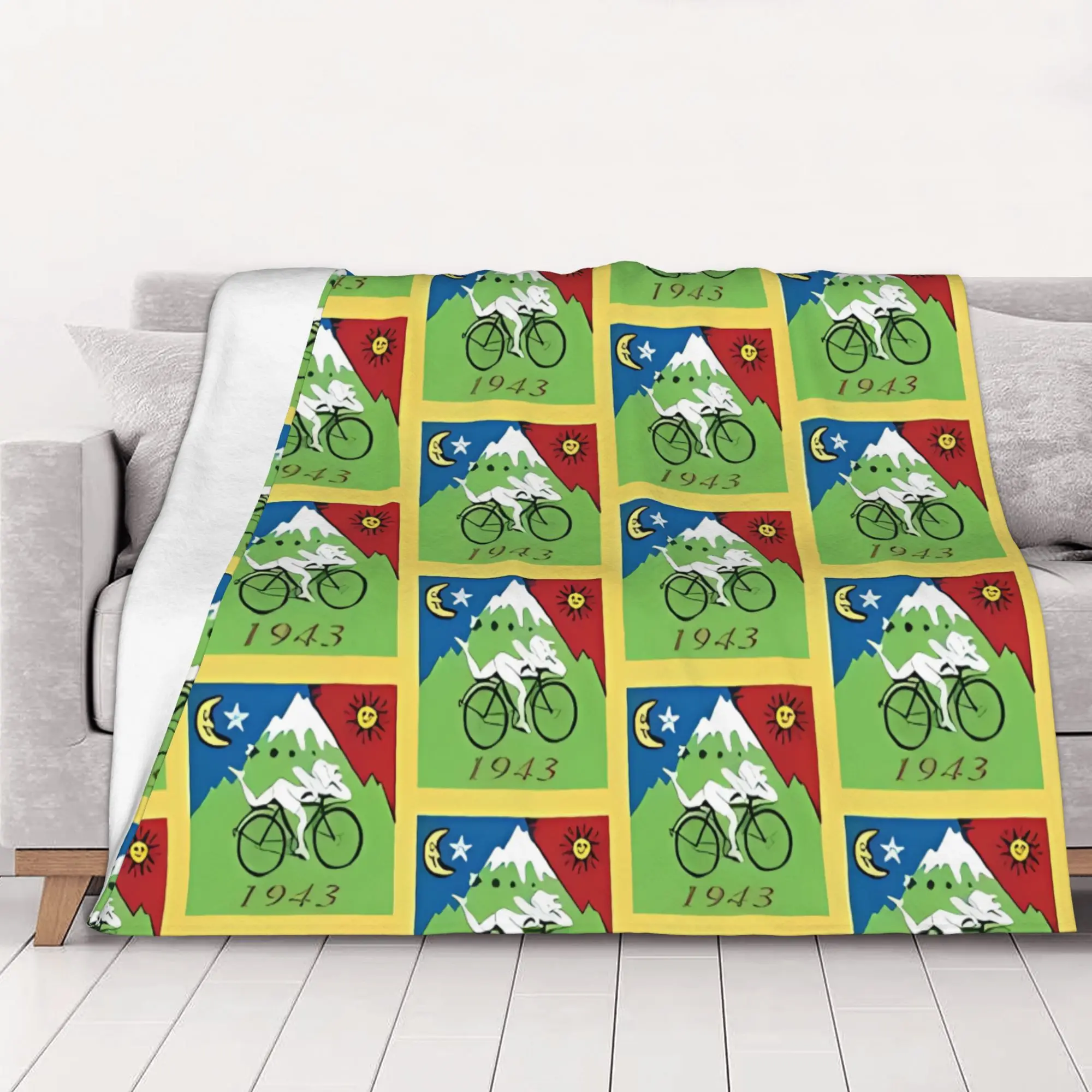 1PC home Cute Room Decor Classic Blanket Throw Blanket Albert Hoffman LSD Bicycle Day Novelty Warm Blanket All Season