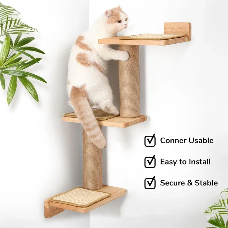 

Customizable Étagères d'escalade pour chats, meubles muraux pour chats, plate-forme de saut, poste à gratter, échelle
