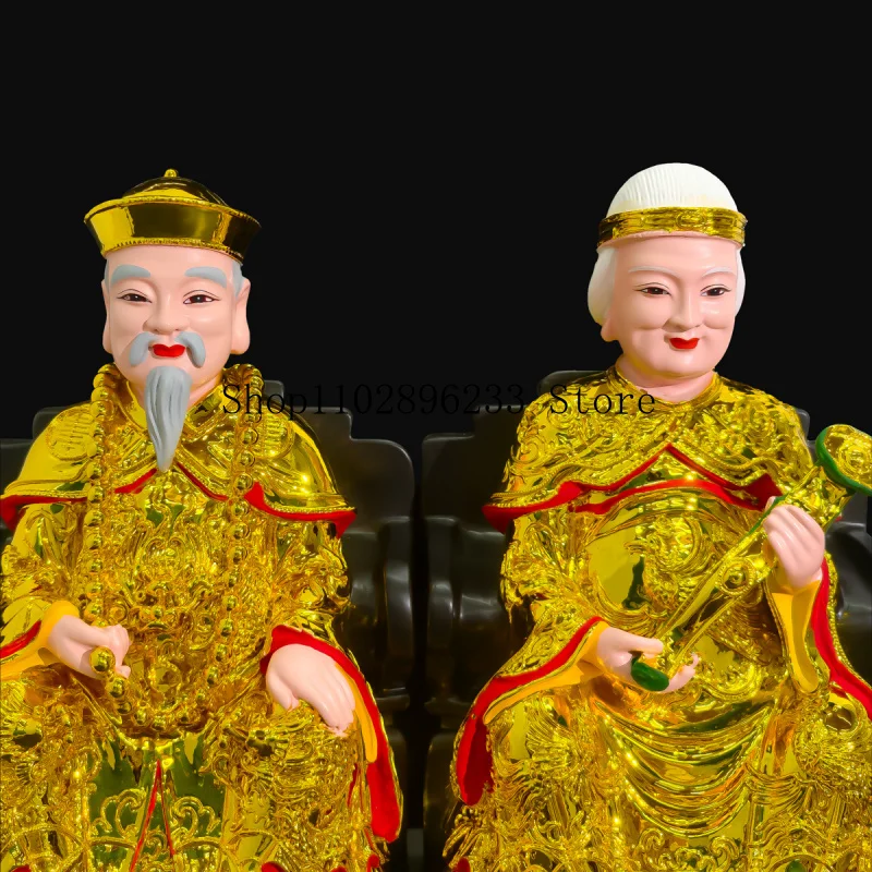 Grandpa Hu, Grandma Hu, and the three Huangs12Inch-sized, hand-painted, gold-plated household figurines of the Four Great Famili