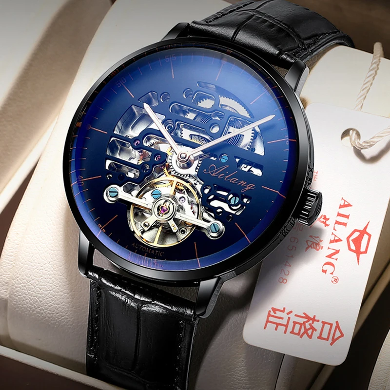 

AILANG New Men Top Watch Luxury Automatic Mechanical Tourbillon Watch Genuine Leather High Quality Waterproof Clock Reloj Hombre