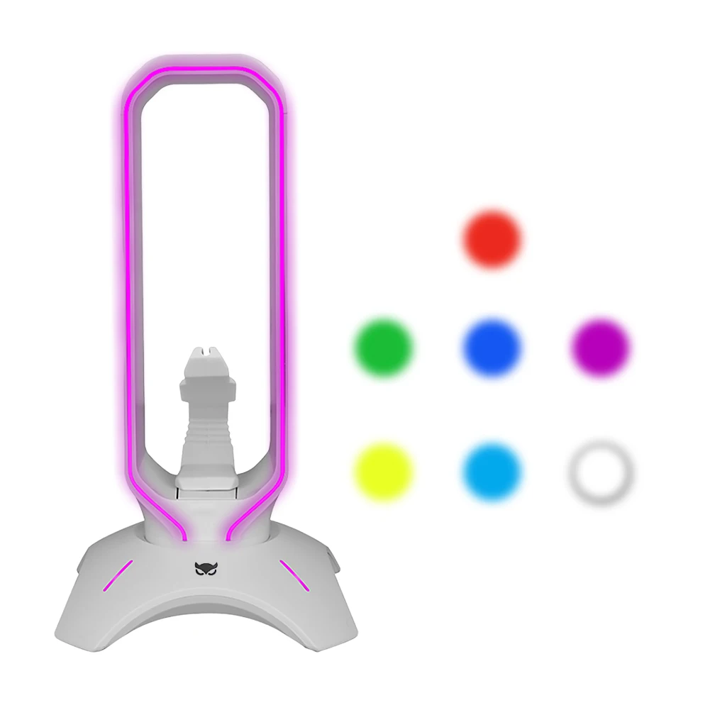 RGB Headset Stand with Mouse Bungee Cord Holder Gaming Headphone Stand with USB 2.0 Hub Over-Ear Headset Holder for Desk Display