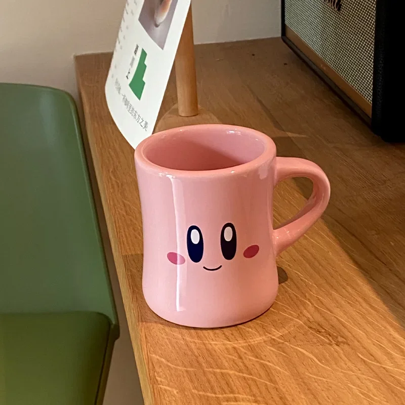 Kirbys Coffee Mug Anime Cute Expression Figure Tea Cup Cute Smiling Face Tumbler Woman Glass Office Home Water Goblet Girl Gift