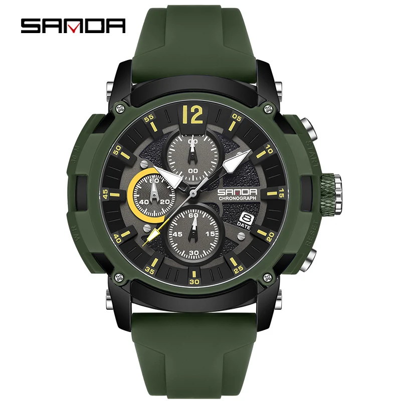 

Fashion Sanda Brand Quartz Men Watch Luxury Personality 30m Waterproof 2023 Design Multifunctional Dial Calendar Reloj Hombre