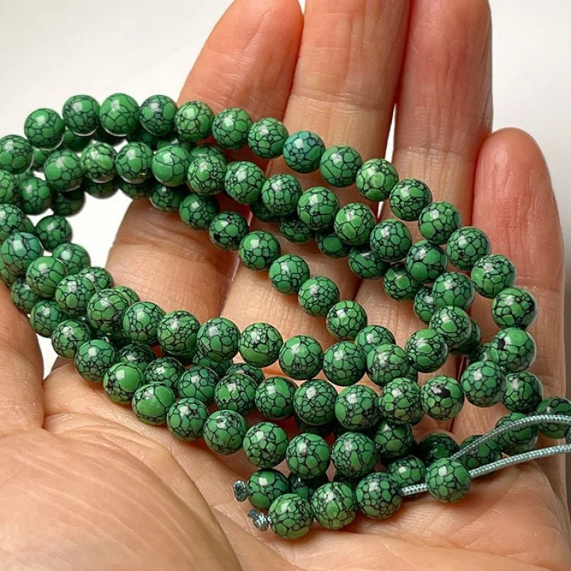 Turquoise 108 Bead Bracelet Round Loose High Porcelain Jade Seed Green Colorful Buddha Beads Accessories