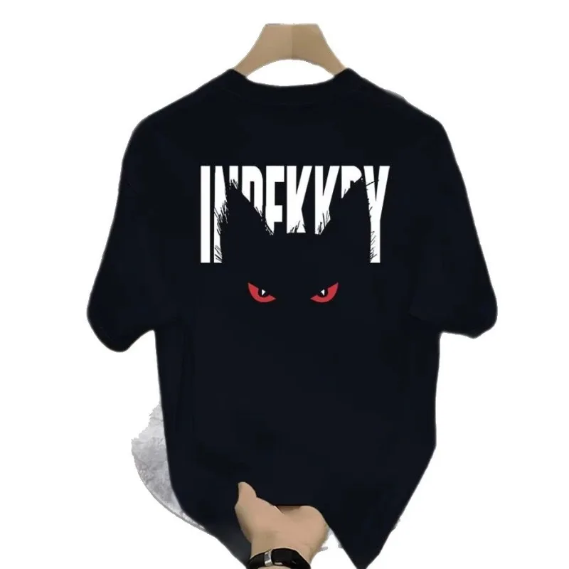Men's Cotton T-shirts 5XL Black T Shirt for Men Casual Summer Wear Cat Letter Miners Print Tee Shirts