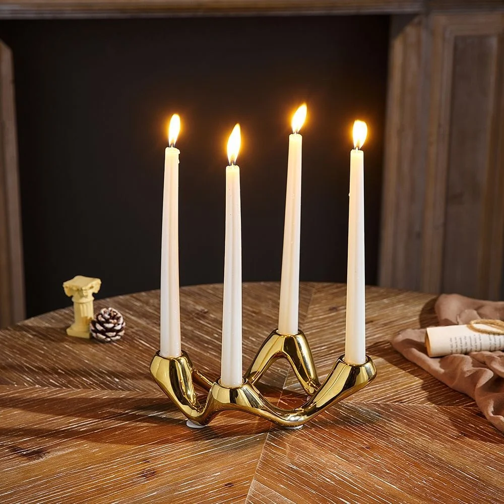 Ceramic Candelabra,Luxury Golden Candlestick Holder For Dinner Table Centerpiece,Christmas Hotel Wedding Home Decoration 3 Color