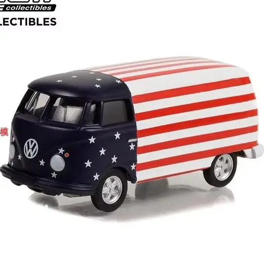 

1:64 Club Vee-Dub Series 15-1964 Модель Volkswagen 2-панельный фургон-американский флаг Усовершенствованная модель автомобиля Коллекционные предметы