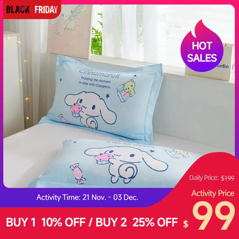 Sanrio Kawaii Hello Kitty Pillowcase Anime Cinnamoroll Cotton Cartoon Single Pillowcase Protective Cover Cute Student Bedding