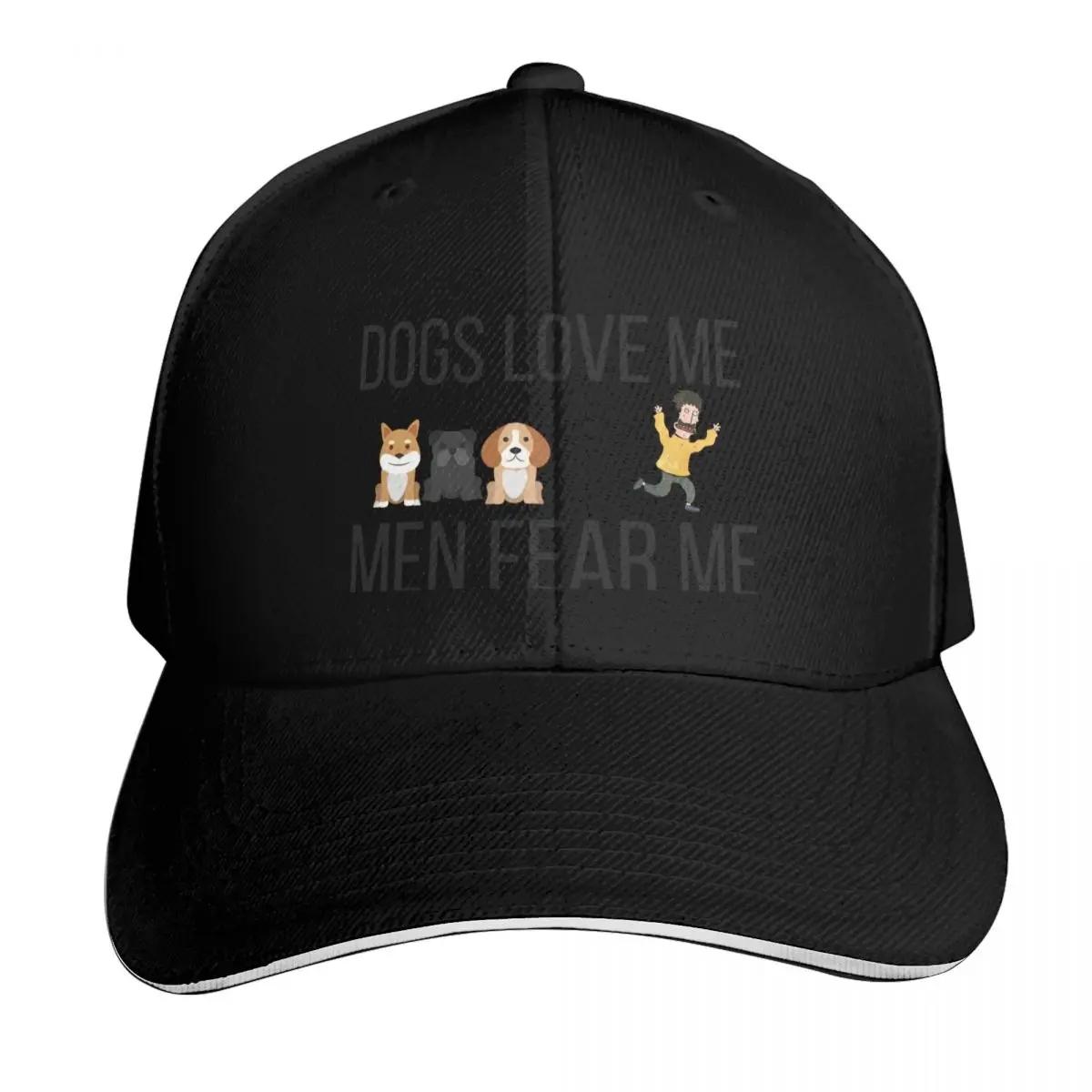 Dogs love me men fear me Baseball Cap Breathable Mesh Back Adjustable Buckle Closure Moisture Wicking Quick Dry