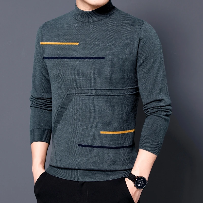 

2022 Knitted Turtleneck Men's Sweaters Luxury Long Sleeve Casual Pullovers Male Sweaters Spring Autumn Fashion Man Clothing 4XL