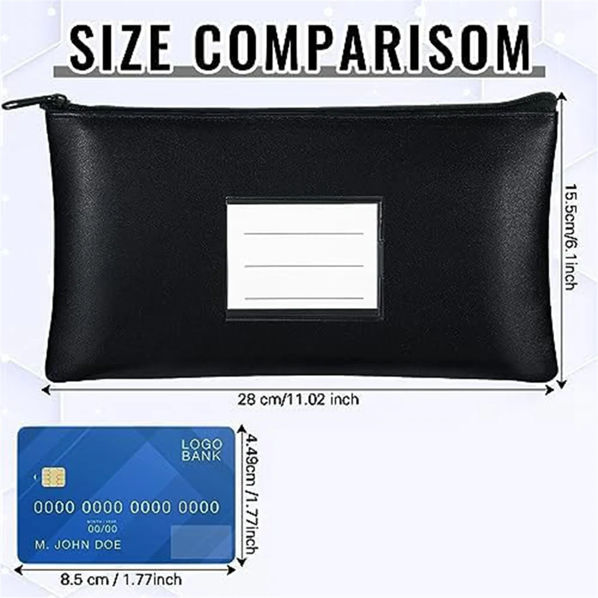 ABQR 6PC Sacchetti per soldi con cerniera Borsa per deposito bancario di sicurezza Borsa per soldi Porta ricevute per monete in contanti Strumento per soldi in carta cosmetica A