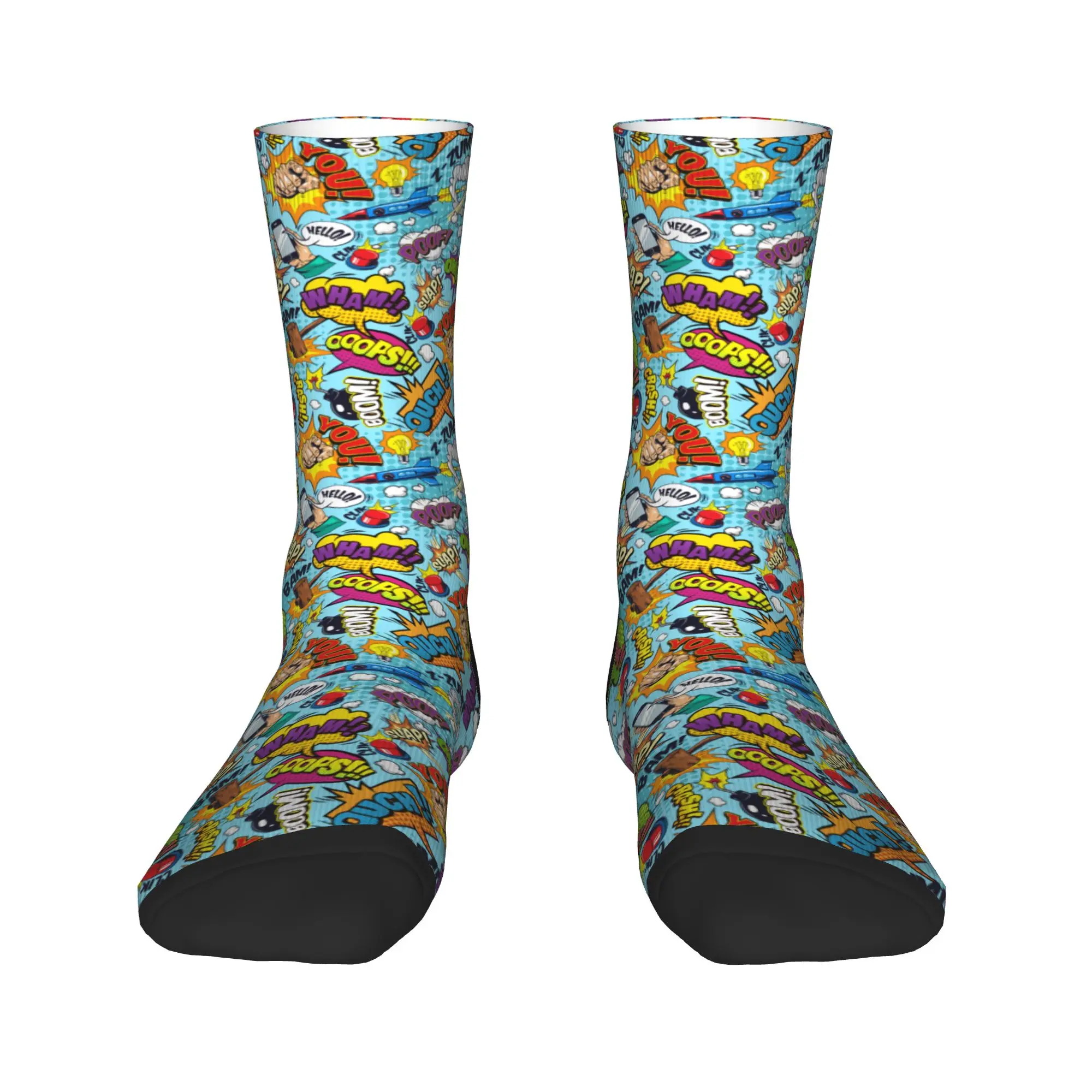 Calcetines de moda con dibujos de superhéroes, películas de anime, para mujeres y hombres, cálidos, con estampado 3D, de cómics, deportivos, de baloncesto