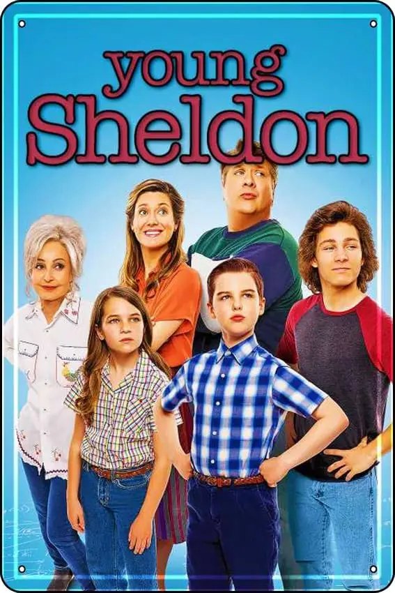 Young Sheldon (2017) Show Poster Bar Cafe living room bedroom wall trim Materia lMetal Mounting Type Wall Mount Tin Sign, 8 sign